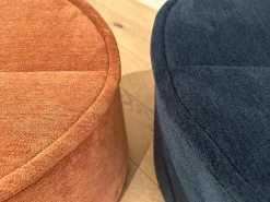 Drehsessel Nenou Stoff 8170 Ozean Blau Inklusive Hocker Oval Stoff 8165 Lachs Orange Drehteller Holzwerkstoff Schwarz