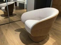 Drehsessel Roc Stoff Beige Leder 490 Camel