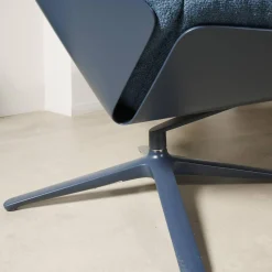 Drehsessel Shrimp Stoff 8214 Blau Petrol Gestell Und Schale Graublau Mit Hocker