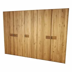 Drehtürenschrank Endlosschrank Wildeiche Massiv Parkettverleimt mit Beleuchtung