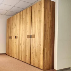 Drehtürenschrank Endlosschrank Wildeiche Massiv Parkettverleimt mit Beleuchtung