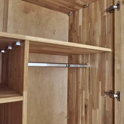 Drehtürenschrank Endlosschrank Wildeiche Massiv Parkettverleimt mit Beleuchtung