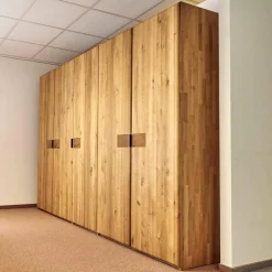 Drehtürenschrank Endlosschrank Wildeiche Massiv Parkettverleimt mit Beleuchtung