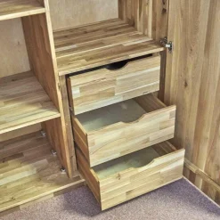 Drehtürenschrank Endlosschrank Wildeiche Massiv Parkettverleimt mit Beleuchtung