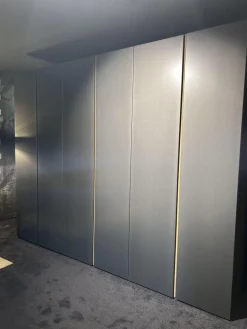 Drehtürenschrank Joao Lack Matt Grau Metallic Griff Eiche Bianco