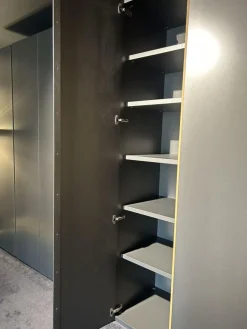 Drehtürenschrank Joao Lack Matt Grau Metallic Griff Eiche Bianco