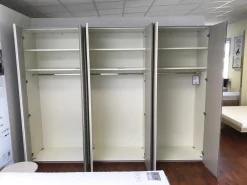 Drehtürenschrank Neo Lack Seidengrau Innenlack Weiß mit Spiegeltüre