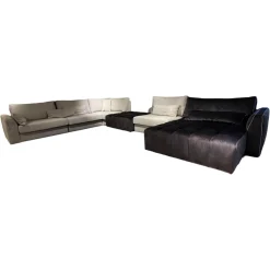 Eckgarnitur Adino Bezug Stoff 4183 Shaggy 3525 Light Grey Grau Und 1605 Velvet Raven Anthrazit Ohne Kissen