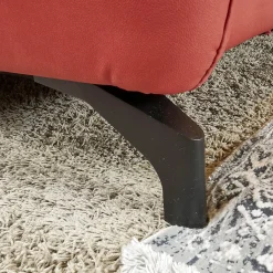 Eckgarnitur Luna Bezug Leder Kevin Cherry Fuß Schwarz Matt Mit Elektrischer Verstellung