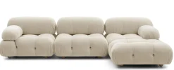 Eckiges Sofa Camaleonda Stoff Chenille Enia Elfenbein Weiß Untergestell MDF Füße Buche Natur