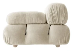 Eckiges Sofa Camaleonda Stoff Chenille Enia Elfenbein Weiß Untergestell MDF Füße Buche Natur