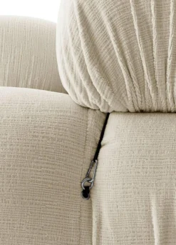 Eckiges Sofa Camaleonda Stoff Chenille Enia Elfenbein Weiß Untergestell MDF Füße Buche Natur