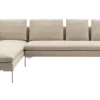 Eckiges Sofa Charles Stoff Chenille Elettra Bastfarben Beige Innenrahmen Stahlrohre Füße Aluminiumguss Mit Kissen