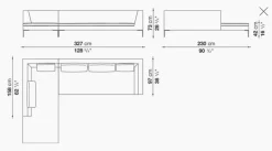 Eckiges Sofa Charles Stoff Chenille Elettra Bastfarben Beige Innenrahmen Stahlrohre Füße Aluminiumguss Mit Kissen