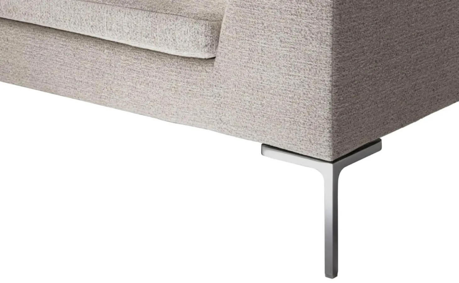 Eckiges Sofa Charles Stoff Chenille Elettra Bastfarben Beige Innenrahmen Stahlrohre Füße Aluminiumguss Mit Kissen