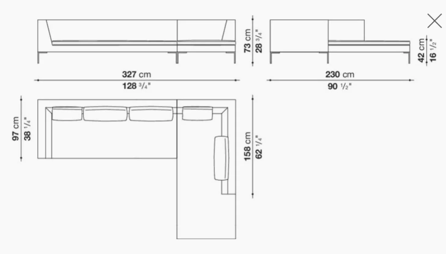 Eckiges Sofa Charles Stoff Rattier Seil Beige Innenrahmen Stahlrohre Füße Aluminiumguss Inklusive Kissen