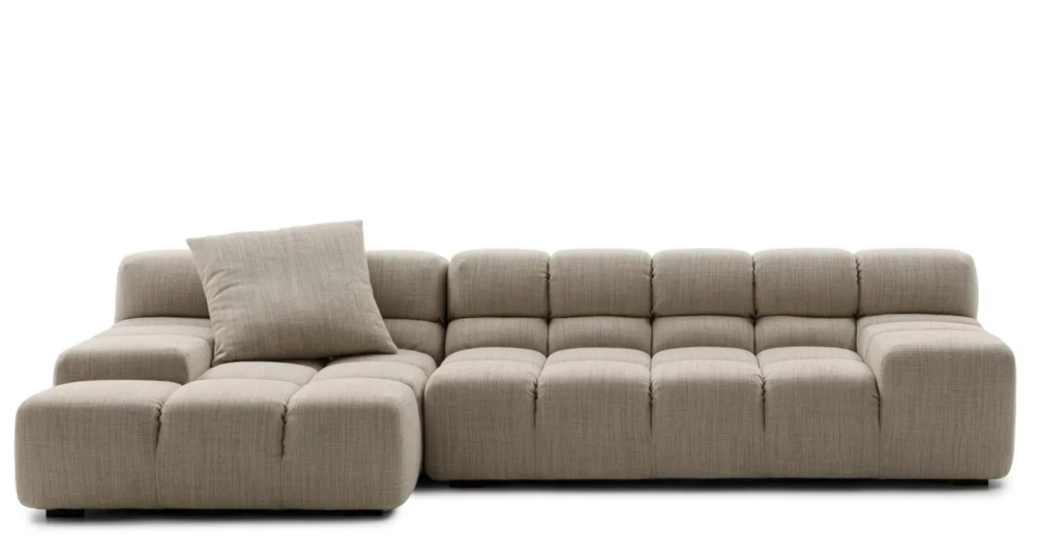 Eckiges Sofa Tufty Time Stoff Rattier Astro Seil Braun Innenrahmen Stahlrohre Füße Schwarz Mit Rückenkissen