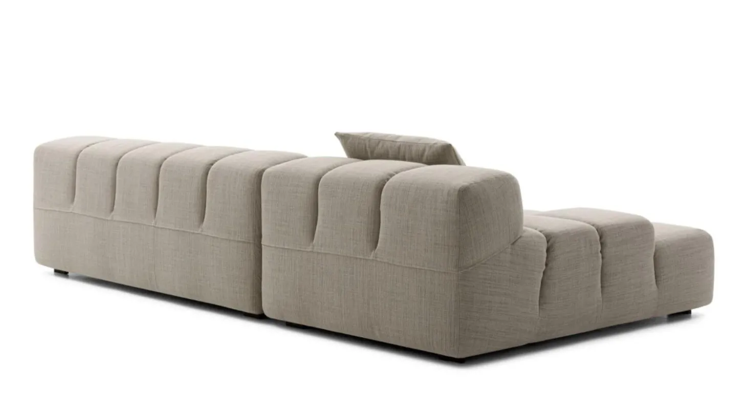 Eckiges Sofa Tufty Time Stoff Rattier Astro Seil Braun Innenrahmen Stahlrohre Füße Schwarz Mit Rückenkissen