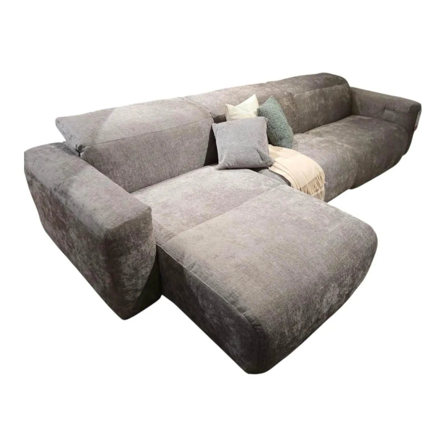 Ecksofa 34000 Dwayne Stoff V87 21 Silver Grau Füße Kunststoff Schwarz Mit Kopfteilverstellung