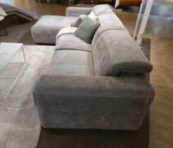Ecksofa 34000 Dwayne Stoff V87 21 Silver Grau Füße Kunststoff Schwarz Mit Kopfteilverstellung