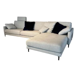 Ecksofa 011 Ego G Stoff 18 113 Signalgrau Gussfuß Aluminium Glatt Verkehrsschwarz Inklusive Kopfstütze Und Kissen