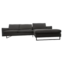 Ecksofa 134 In Stoff 6466 Mittel Grau Fußgestell In Stahl Kufe Quadratrohr Ral 9005 Tiefschwarz Matt