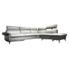 Ecksofa 1267 Leder 24 Longlife Sea Wallfree Grau Füße Schwarz Mit Elektrischer Relaxfunktion Und Kissen