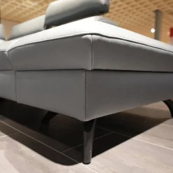 Ecksofa 1267 Leder 24 Longlife Sea Wallfree Grau Füße Schwarz Mit Elektrischer Relaxfunktion Und Kissen