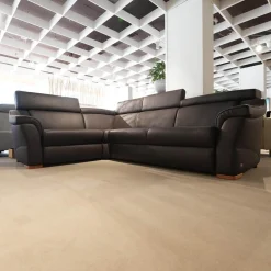 Ecksofa 1950 Leder 33 Longso Coffee Schwarz Anthrazit Holzteile Buche 042