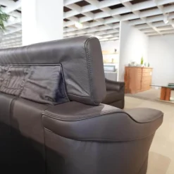 Ecksofa 1950 Leder 33 Longso Coffee Schwarz Anthrazit Holzteile Buche 042