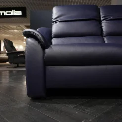Ecksofa 1505 Leder L24 Longru Pazifik Dunkelblau Inklusive Relaxsessel Small 7052 35U44