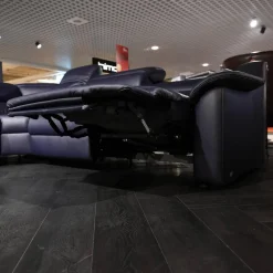 Ecksofa 1505 Leder L24 Longru Pazifik Dunkelblau Inklusive Relaxsessel Small 7052 35U44