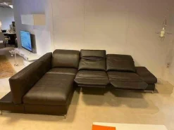 Ecksofa 1510 Leder Longlife Caffee 2 Sitze elektrisch verstellbar