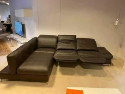Ecksofa 1510 Leder Longlife Caffee 2 Sitze elektrisch verstellbar