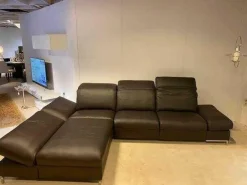 Ecksofa 1510 Leder Longlife Caffee 2 Sitze elektrisch verstellbar