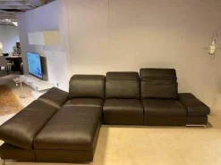 Ecksofa 1510 Leder Longlife Caffee 2 Sitze elektrisch verstellbar