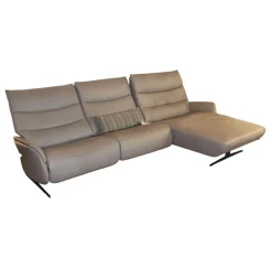 Ecksofa 4050 Leder Longlife Soft Shadow Grau mit Relaxfunktion
