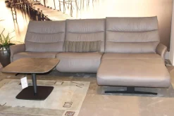 Ecksofa 4050 Leder Longlife Soft Shadow Grau mit Relaxfunktion