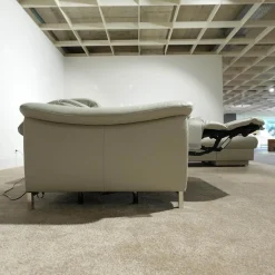 Ecksofa 1826 Leder Longru Silber Grau Füße Edelstahl Gebürstet Mit Elektrischem Wall Free Beschlag