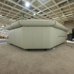 Ecksofa 1826 Leder Longru Silber Grau Füße Edelstahl Gebürstet Mit Elektrischem Wall Free Beschlag