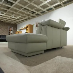 Ecksofa 1826 Leder Longru Silber Grau Füße Edelstahl Gebürstet Mit Elektrischem Wall Free Beschlag