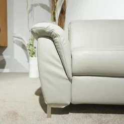 Ecksofa 1826 Leder Longru Silber Grau Füße Edelstahl Gebürstet Mit Elektrischem Wall Free Beschlag