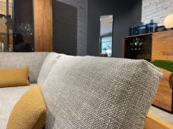 Ecksofa 60 Sina Korpus Leder 38 111 Ockerbraun Braun Sitz Stoff 26 383 Sandgelb Grau Gestell Schwarz