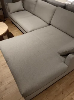 Ecksofa 134 Stoff 4046 Hell Steingrau Stahlkufe Tiefschwarz Matt Inklusive Kissen