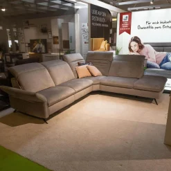 Ecksofa 4056 Stoff 22 Joyce Silver SP 19 Grau Metallfuß Schwarz Mit Kissen