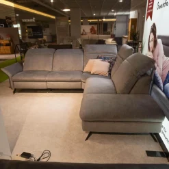 Ecksofa 4056 Stoff 22 Joyce Silver SP 19 Grau Metallfuß Schwarz Mit Kissen