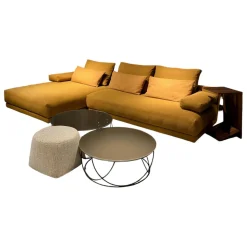 Ecksofa 142 Stoff 1 Medium Braun Beige mit 8 Kissen