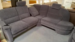 Ecksofa 50003 Stoff Dana Stahl mit Relaxsessel und verschiedenen Funktionen