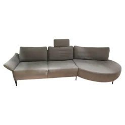 Ecksofa 4530 Stoff JAB 13723 Aqua Grau Metallkufe Schwarz Matt Mit Kopfstütze XL