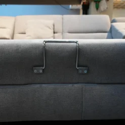 Ecksofa 4305 Stoff Miro Silver Grau Füße Metall Inklusive Kopfstütze